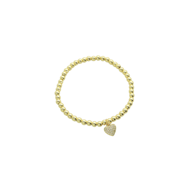 B001 Puffed Heart charm online gold filled Bracelet