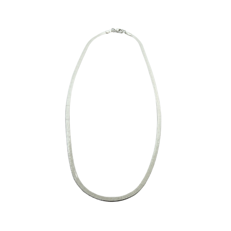 HERRINGBONE NECKLACE (WHITE GOLD FILLED)