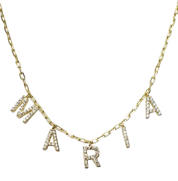 CHAIN LINK CZ NAME NECKLACE