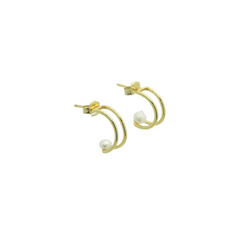FLOATING PEARL HOOP EARRINGS