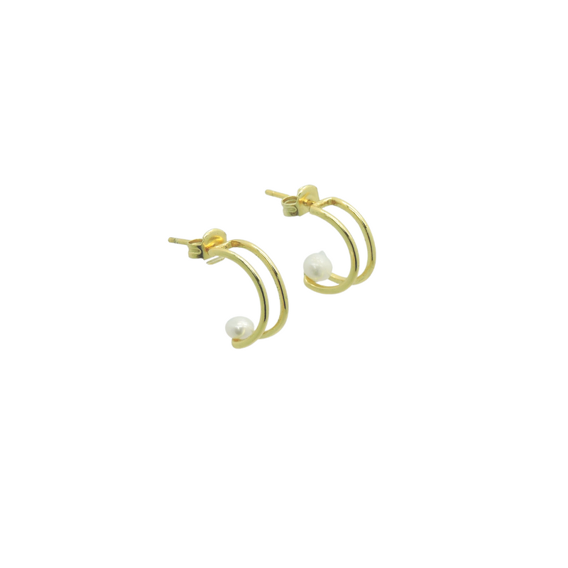 FLOATING PEARL HOOP EARRINGS