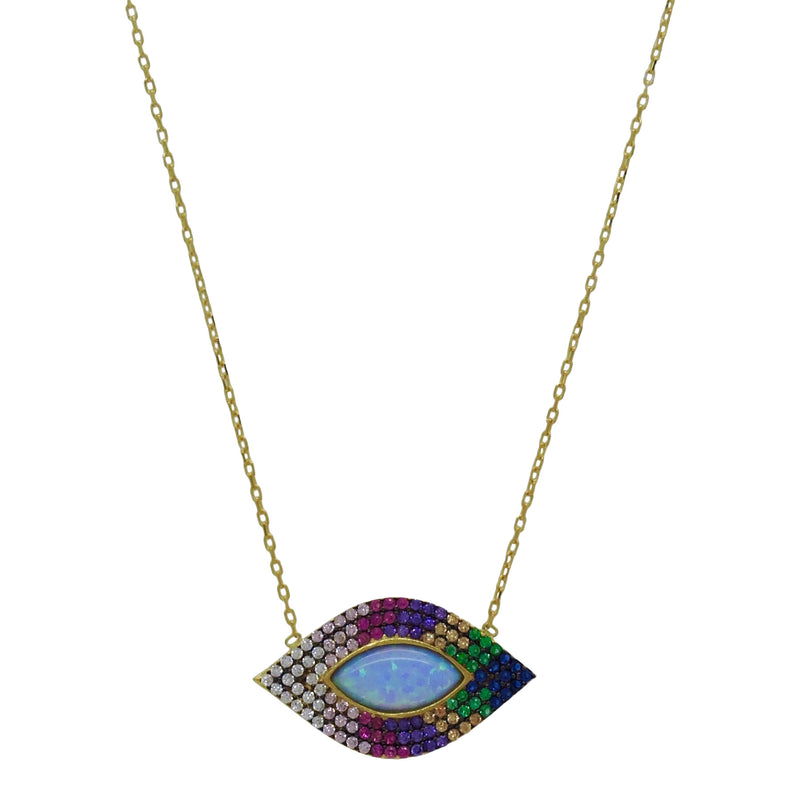RAINBOW OPAL EYE NECKLACE