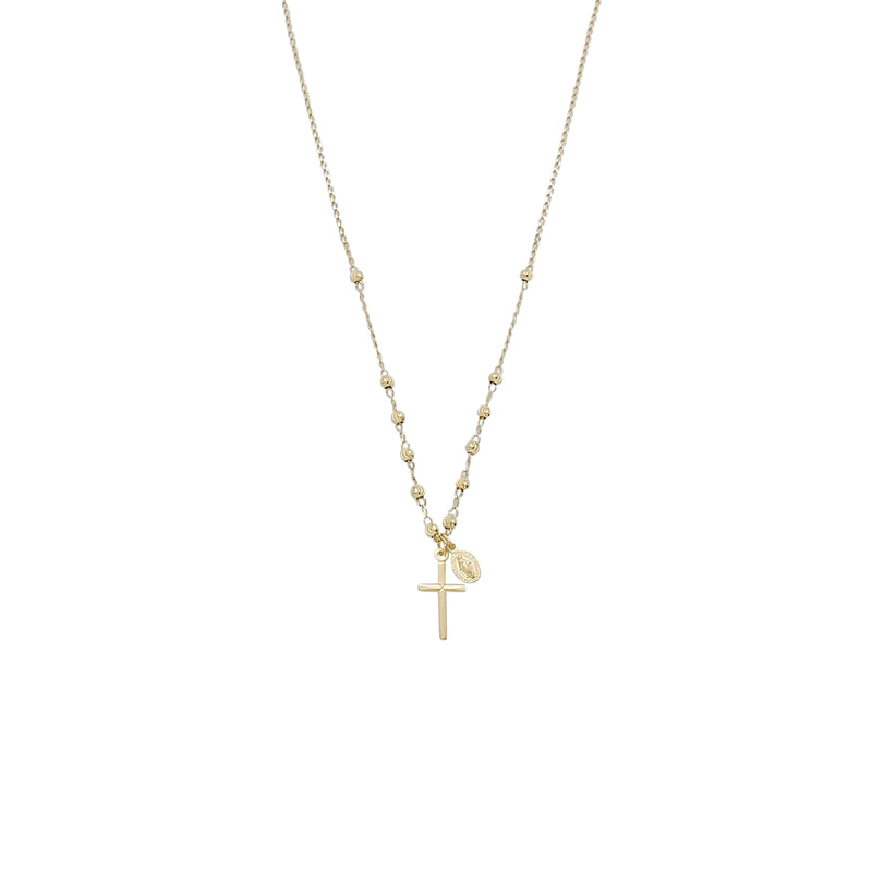 GOLD CROSS BEAD NECKLACE