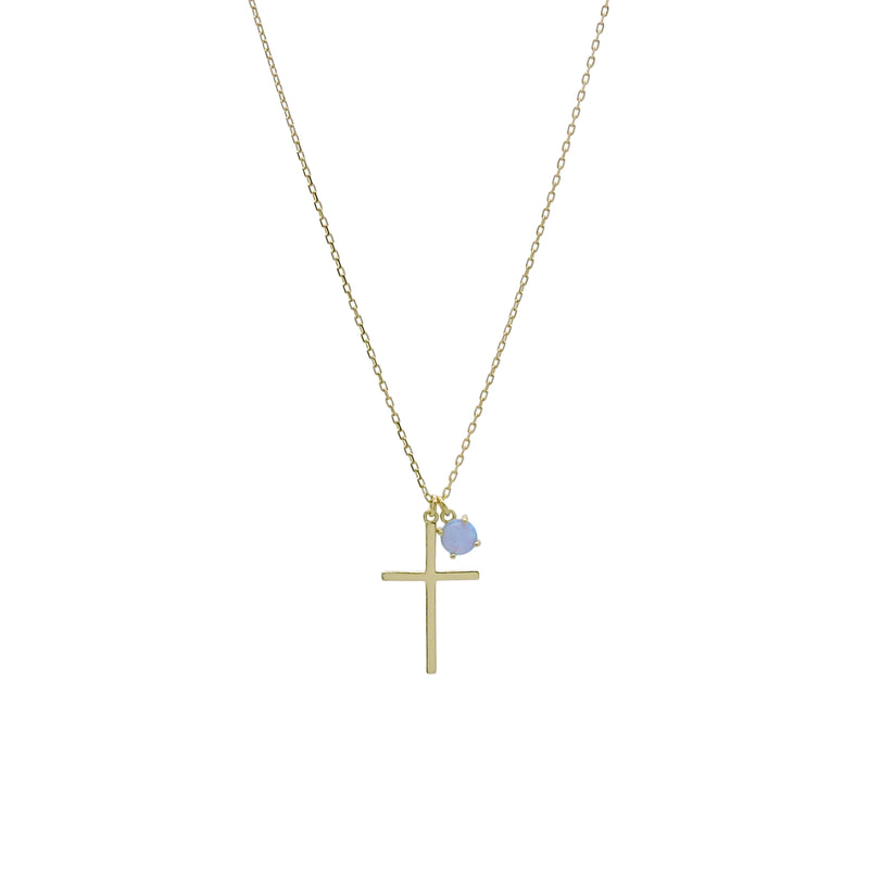 BLUE OPAL CROSS NECKLACE