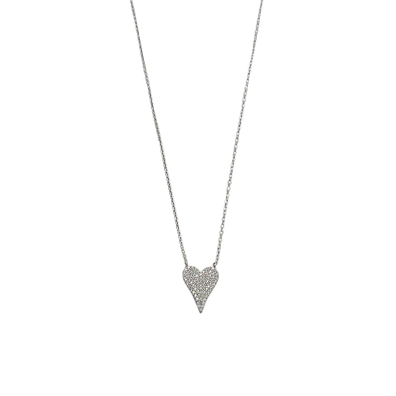 ELONGATED PAVE' HEART NECKLACE