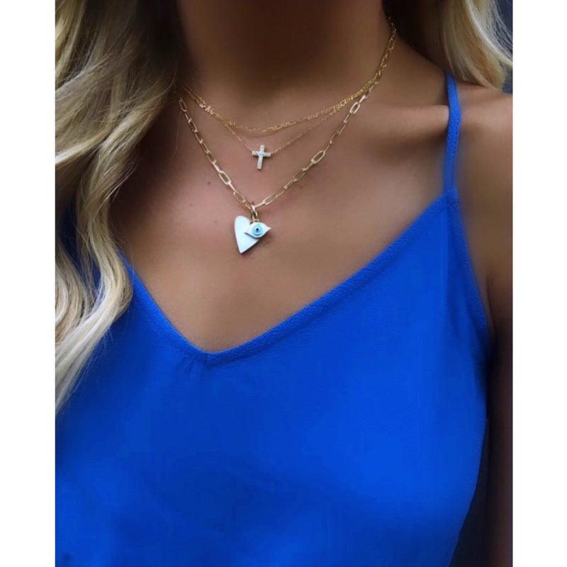 DAINTY CHAIN CROSS LAYERED NECKLACE