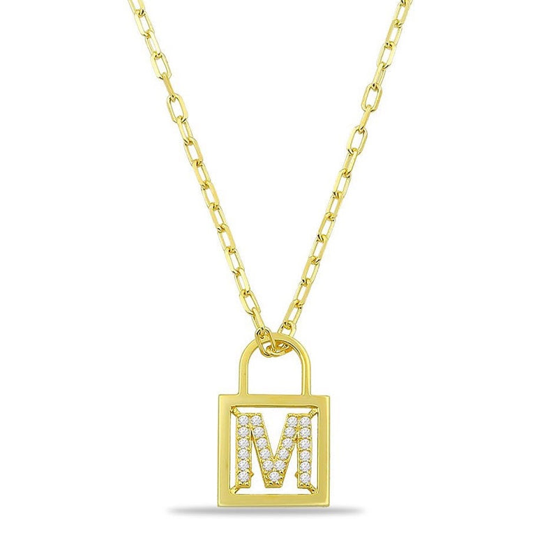 Old English Initial Lock Necklace '18k Gold Plated' – Vlessi