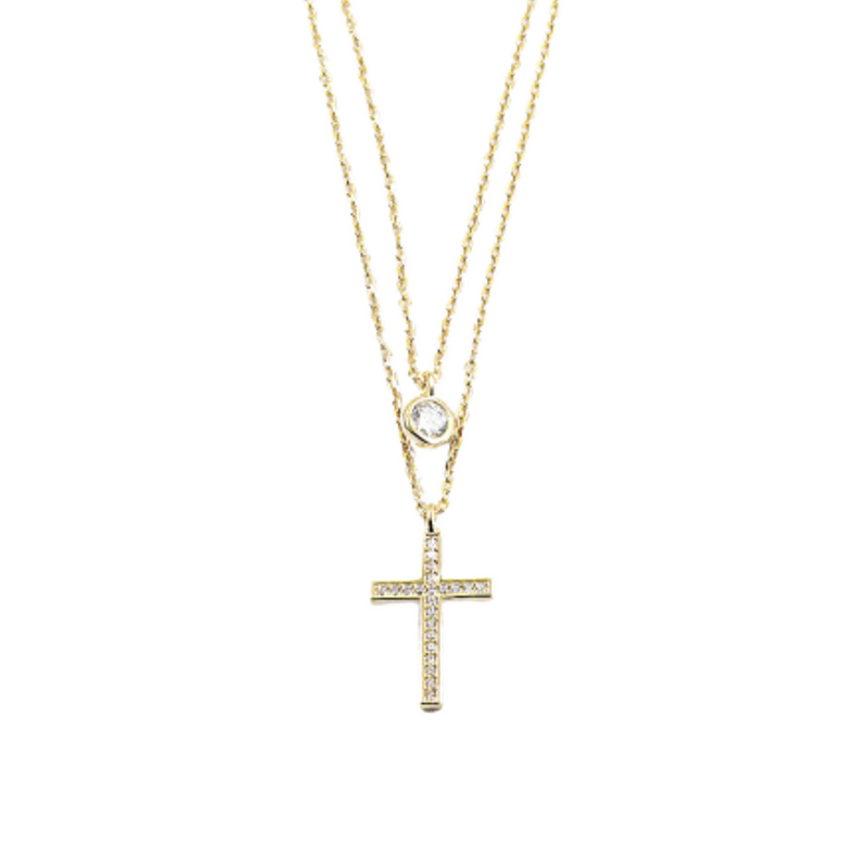 LAYERED CROSS NECKLACE